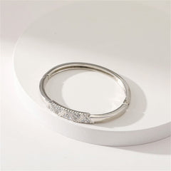 Cubic Zirconia & Silver-Plated Mountain Range Bangle