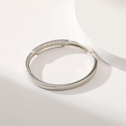 Cubic Zirconia and Silver-Plated Mountain Range Bangle, silver bangle bracelet, elegant gift for her, detail close-up