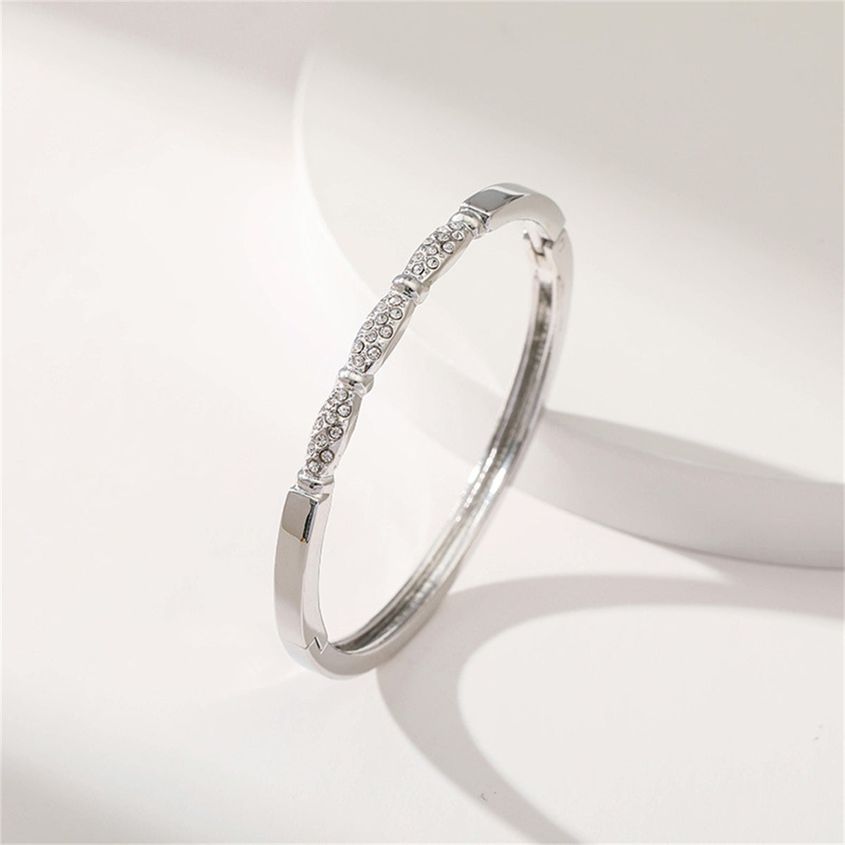 Cubic Zirconia & Silver-Plated Pear Bangle