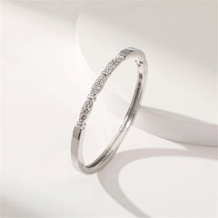 Cubic Zirconia & Silver-Plated Pear Bangle