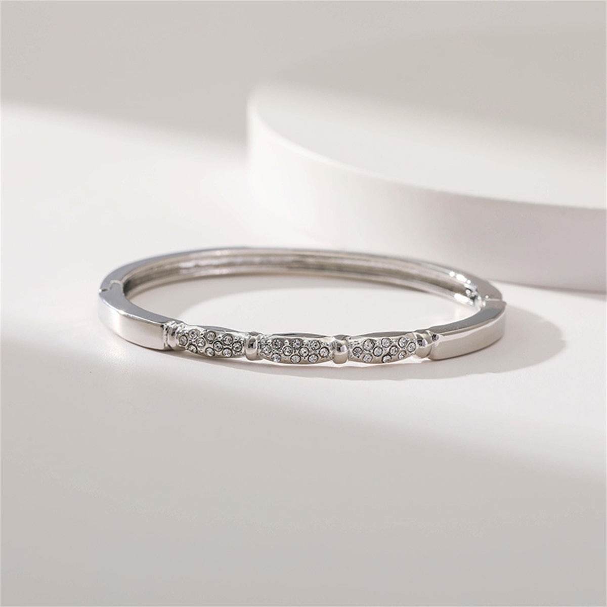 Cubic Zirconia & Silver-Plated Pear Bangle