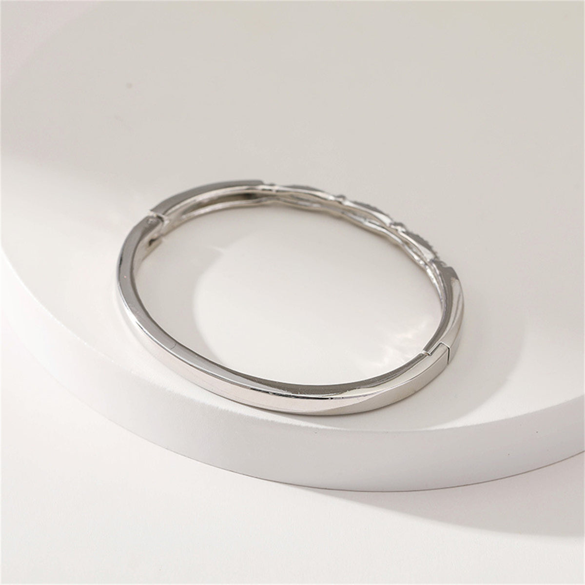 Cubic Zirconia & Silver-Plated Pear Bangle
