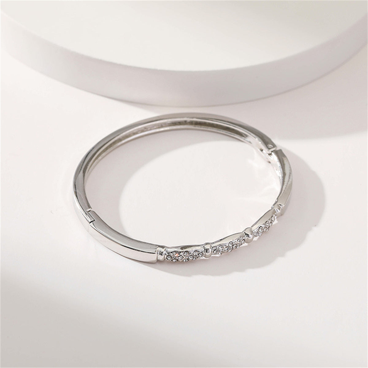 Cubic Zirconia & Silver-Plated Pear Bangle