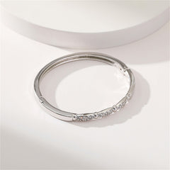Cubic Zirconia & Silver-Plated Pear Bangle