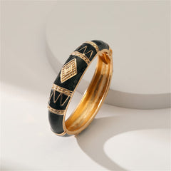 Black Enamel & 18K Gold-Plated Rhombus Bangle