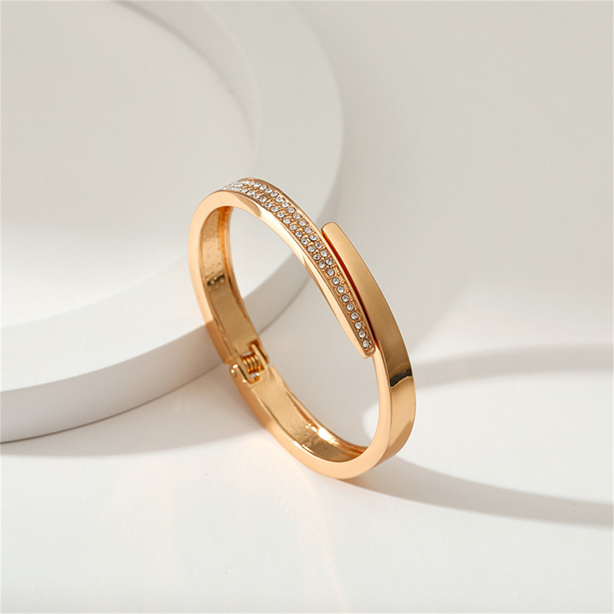 Cubic Zirconia & 18K Gold-Plated Bypass Bangle