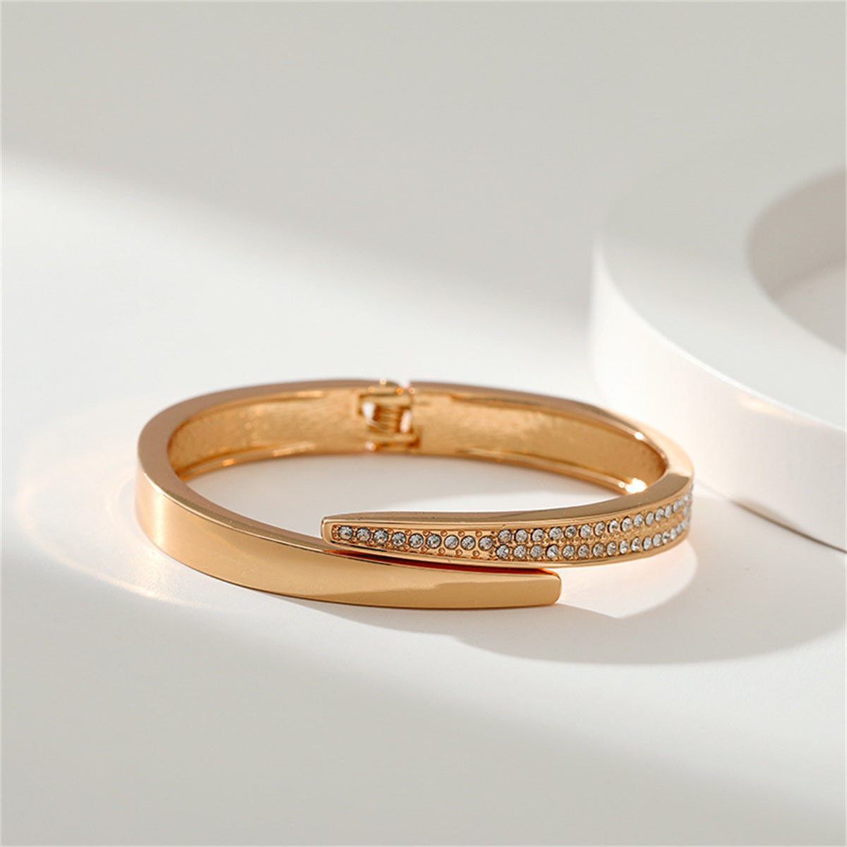 Cubic Zirconia & 18K Gold-Plated Bypass Bangle