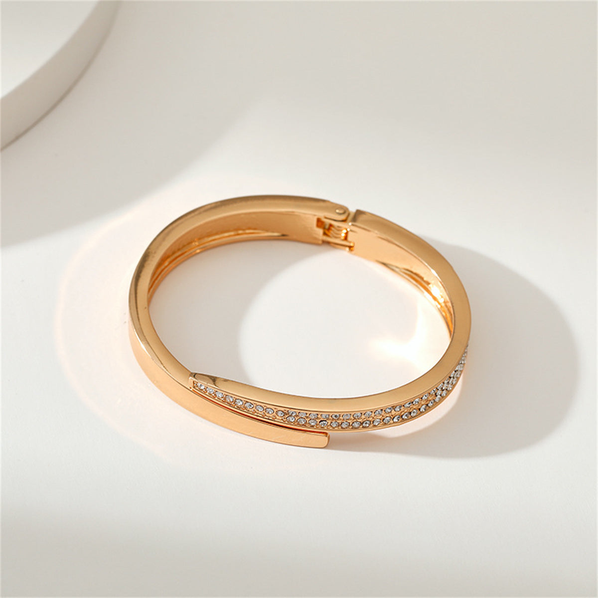 Cubic Zirconia & 18K Gold-Plated Bypass Bangle