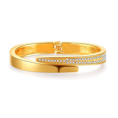 Cubic Zirconia & 18K Gold-Plated Bypass Bangle