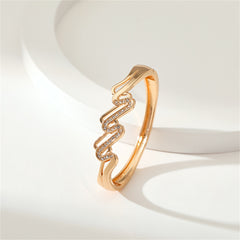 Cubic Zirconia & 18K Gold-Plated Layered Wave Bangle