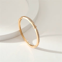 Cubic Zirconia & 18K Gold-Plated Knot Bangle