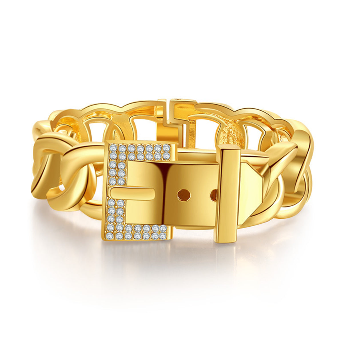 Cubic Zirconia & 18K Gold-Plated Belt Bracelet
