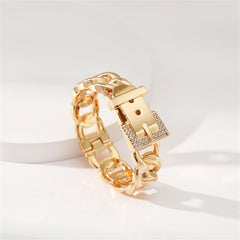 Cubic Zirconia & 18K Gold-Plated Belt Bracelet