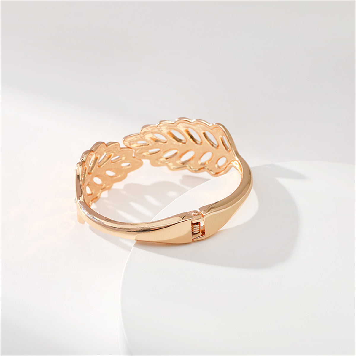 Cubic Zirconia and 18K Gold-Plated Rattan Hinged Bangle, gold bangle bracelet, botanical inspired, styled look