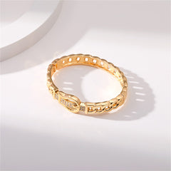 Stunning yellow gold bracelet featuring diamonds, complemented by a cubic zirconia and an 18K gold-plated belt buckle.