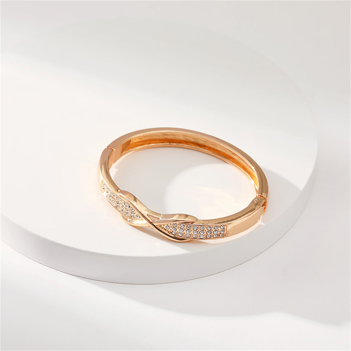 Cubic Zirconia and 18K Gold-Plated Infinity Sign Bangle, gold bangle bracelet, elegant gift for her, lifestyle look