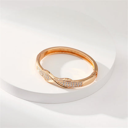 Cubic Zirconia and 18K Gold-Plated Infinity Sign Bangle, gold bangle bracelet, elegant gift for her, lifestyle look