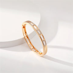 Clear Cubic Zirconia & 18K Gold-Plated Rectangle Bangle