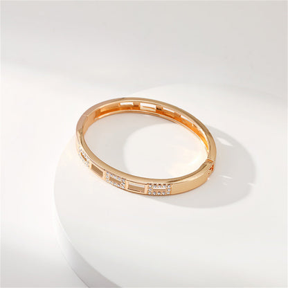 Clear Cubic Zirconia and 18K Gold-Plated Rectangle Bangle, gold bangle bracelet, everyday style, styled look