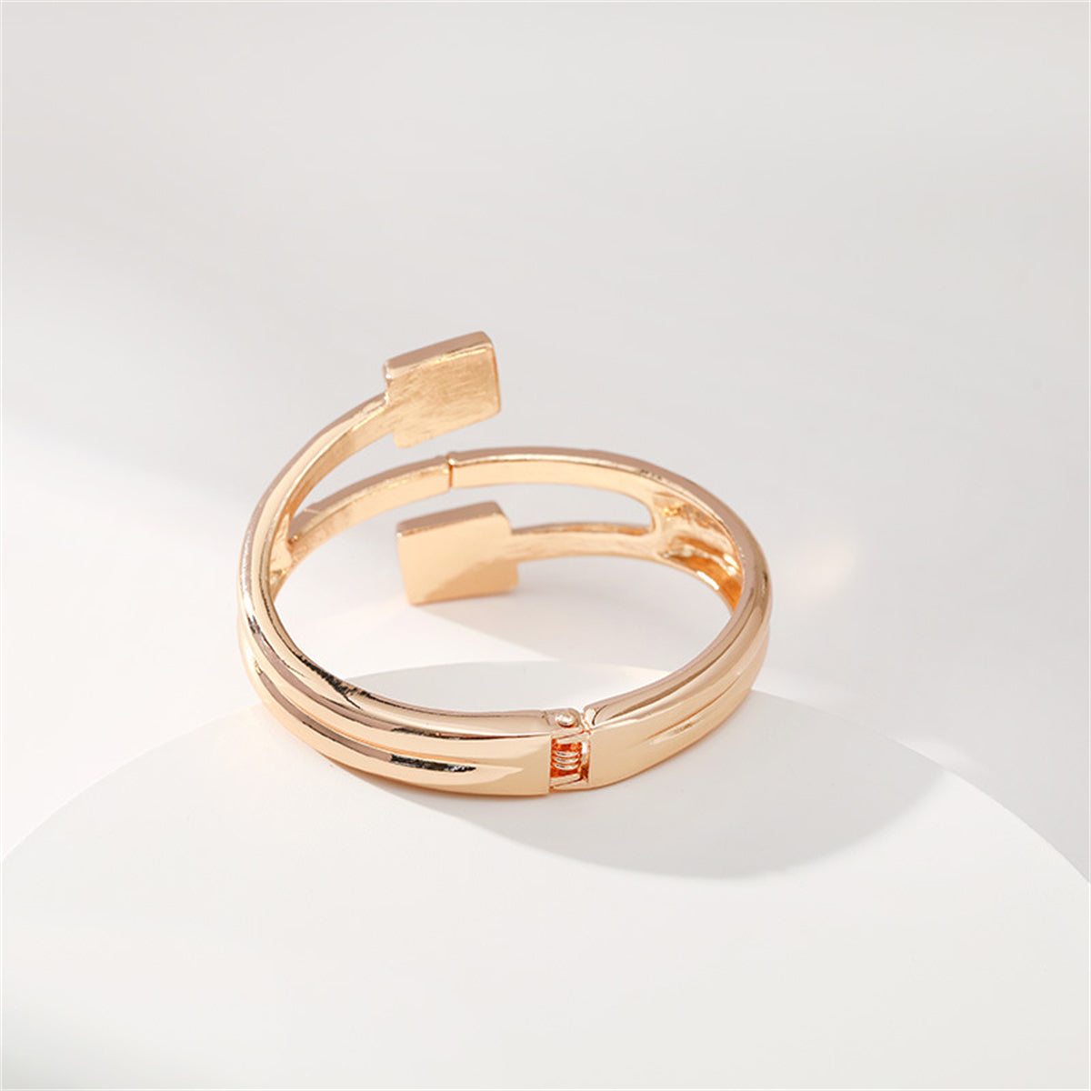 Clear Cubic Zirconia and 18K Gold-Plated Square Hinged Bypass Bangle, gold bangle bracelet, styled look
