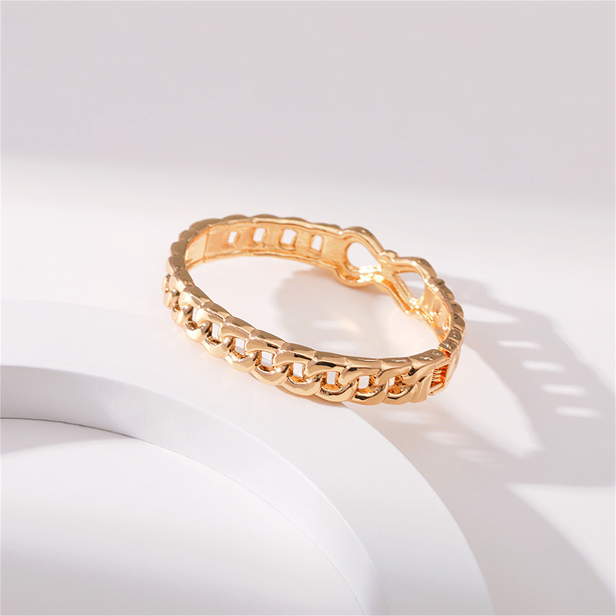 Clear Cubic Zirconia and 18K Gold-Plated Infinity Sign Charm Bangle, gold bangle bracelet, elegant gift for her, styled look