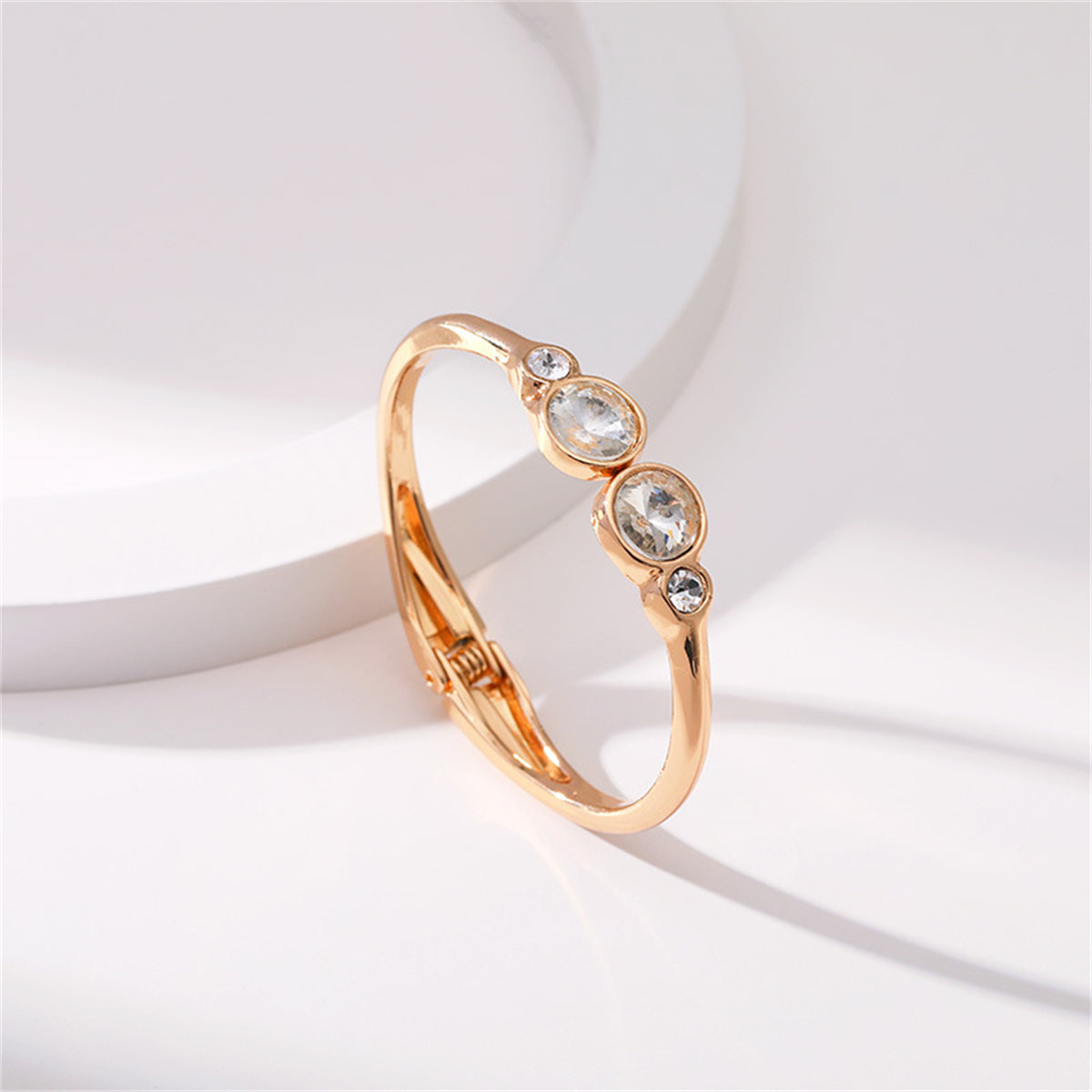 Clear Crystal & Cubic Zirconia Round Hinged Bangle