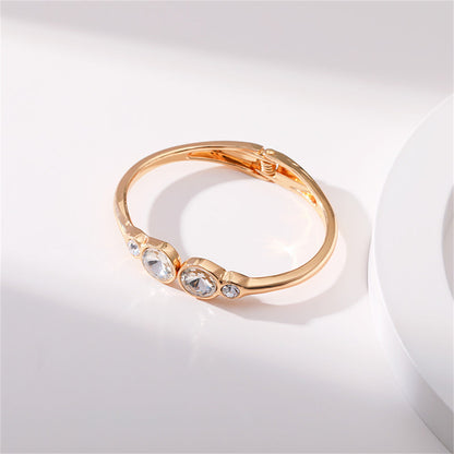 Clear Crystal and Cubic Zirconia Round Hinged Bangle, bangle bracelet, elegant gift for her, lifestyle look