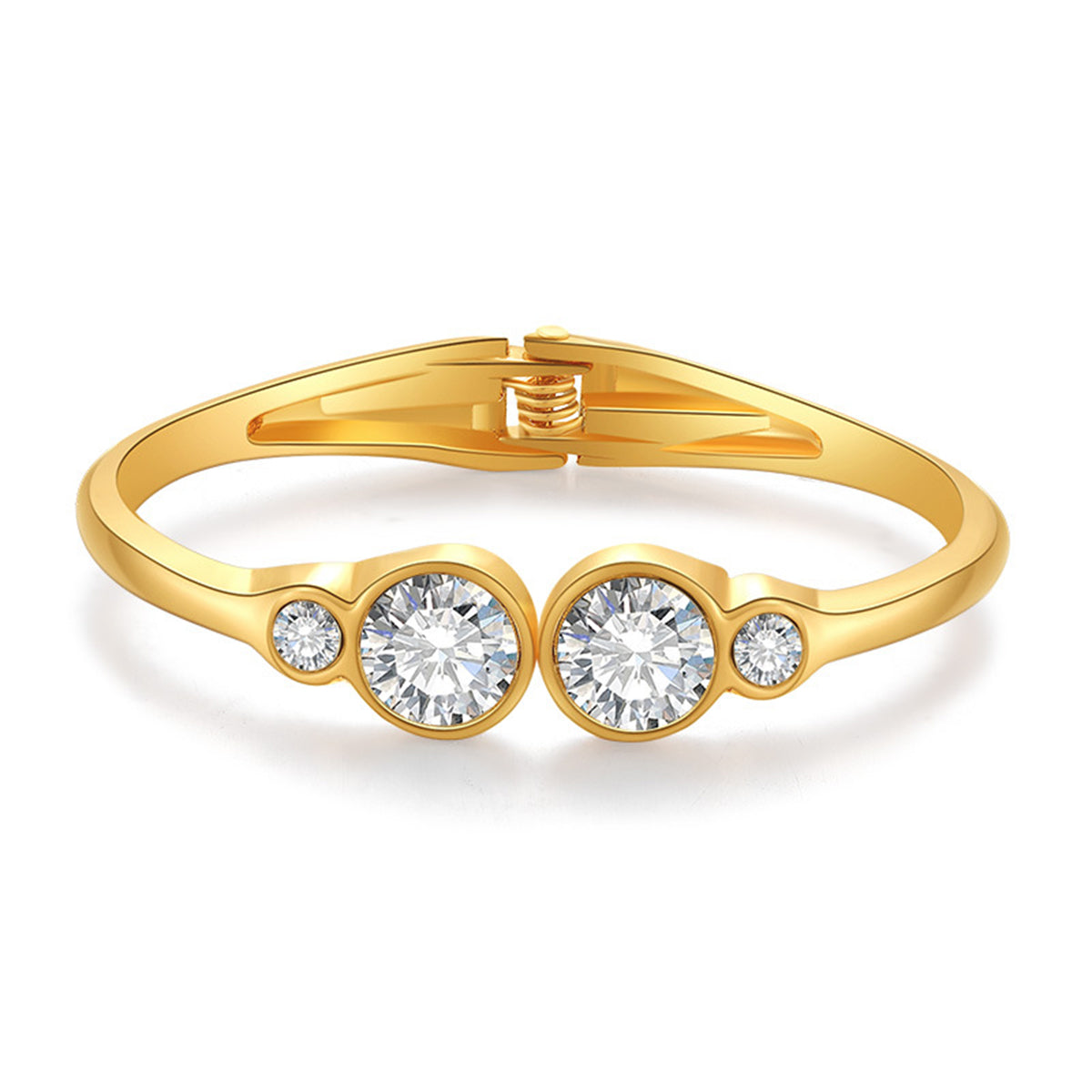 Clear Crystal and Cubic Zirconia Round Hinged Bangle, bangle bracelet, elegant gift for her, side view