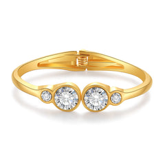 Clear Crystal & Cubic Zirconia Round Hinged Bangle