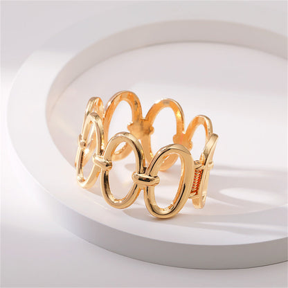 Clear Cubic Zirconia and 18K Gold-Plated Oval Station Bangle, gold bangle bracelet, botanical inspired, styled look
