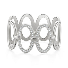 Cubic Zirconia & Silver-Plated Oval Station Bangle