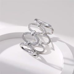 Cubic Zirconia & Silver-Plated Oval Station Bangle