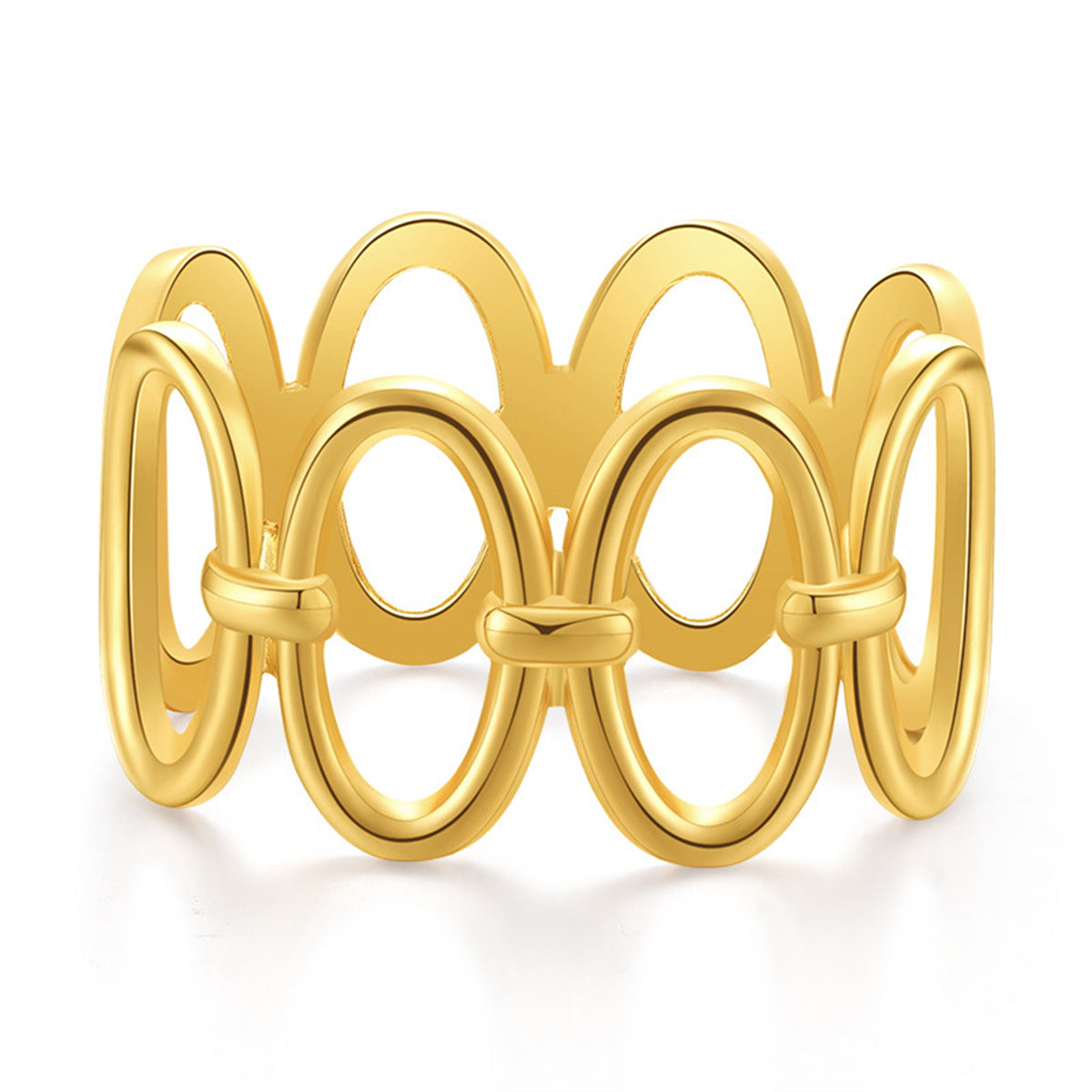 18K Gold-Plated Oval Station Bangle, gold bangle bracelet, botanical inspired, front view