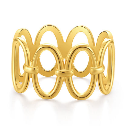 18K Gold-Plated Oval Station Bangle, gold bangle bracelet, botanical inspired, front view