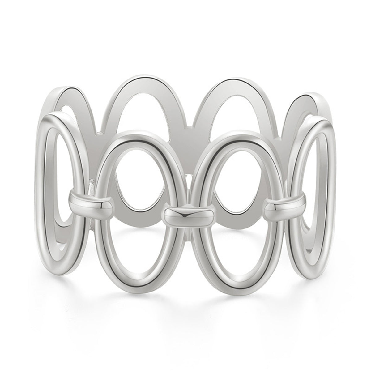 Silver-Plated Oval Station Bangle, silver bangle bracelet, botanical inspired, front view