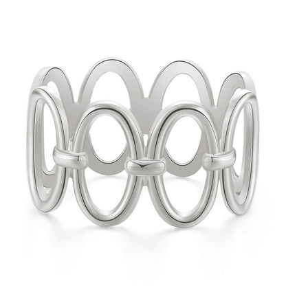 Silver-Plated Oval Station Bangle, silver bangle bracelet, botanical inspired, front view