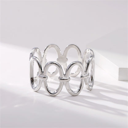Silver-Plated Oval Station Bangle, silver bangle bracelet, botanical inspired, detail close-up