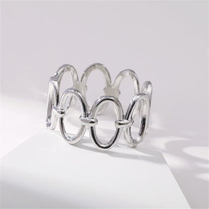 Silver-Plated Oval Station Bangle, silver bangle bracelet, botanical inspired, styled look