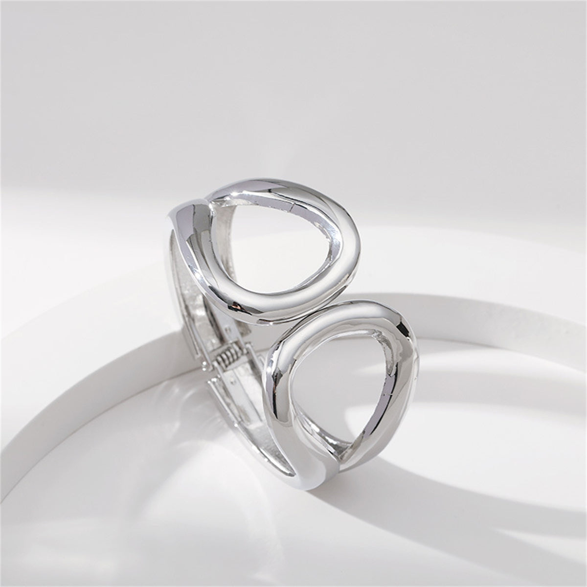 Silver-Plated Drop End Bangle, silver bangle bracelet, dainty minimalist design, lifestyle look