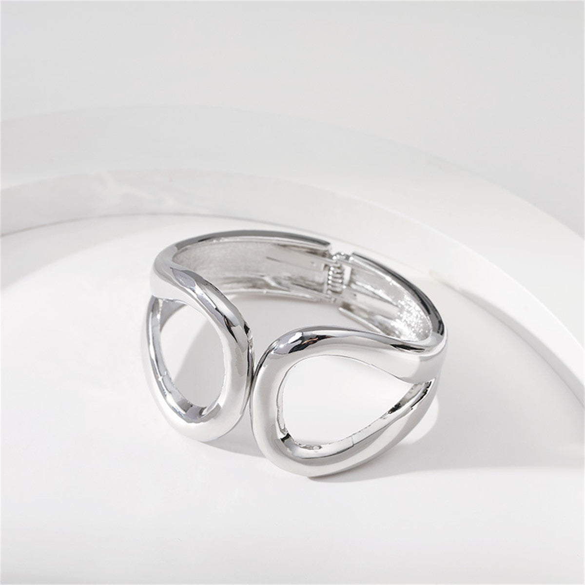 Silver-Plated Drop End Bangle, silver bangle bracelet, dainty minimalist design, styled look