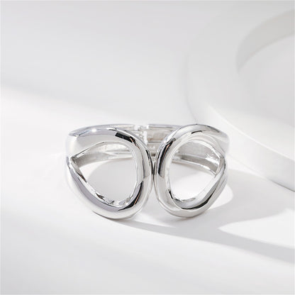Silver-Plated Drop End Bangle, silver bangle bracelet, dainty minimalist design, side view