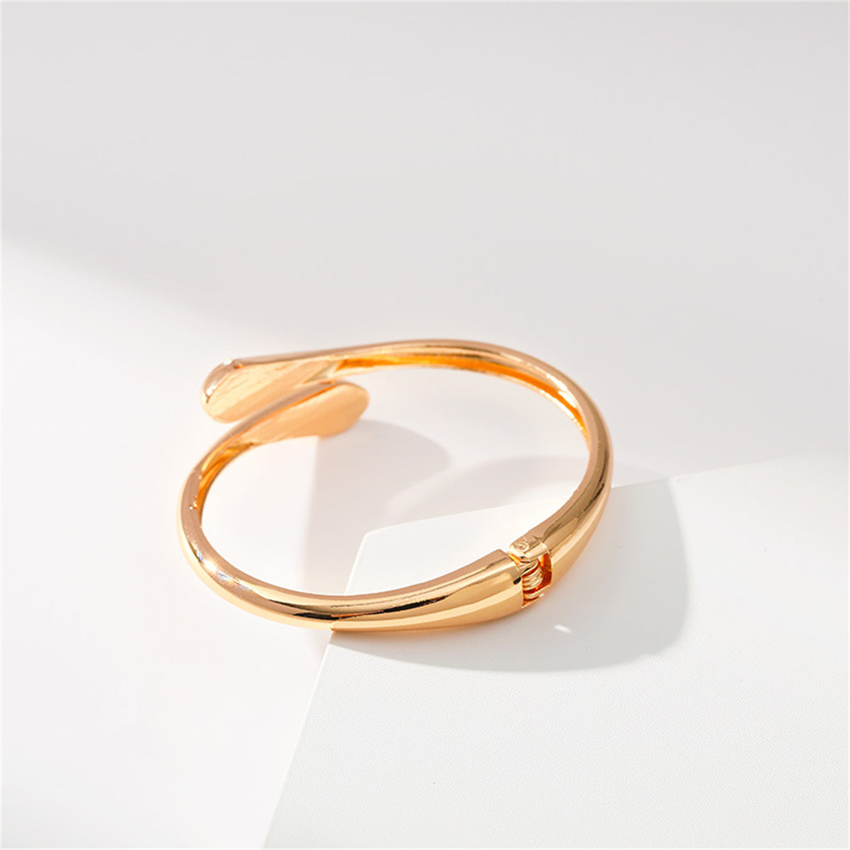 Cubic Zirconia and 18K Gold-Plated Double Snakes Hinge Bypass Bangle, gold bangle bracelet, styled look