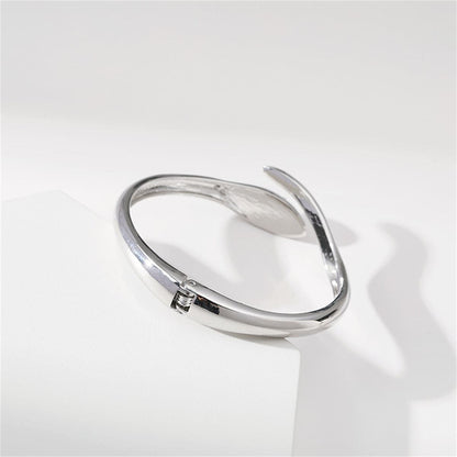 Cubic Zirconia and Silver-Plated Snake Hinge Bangle, silver bangle bracelet, vintage-inspired design, side view