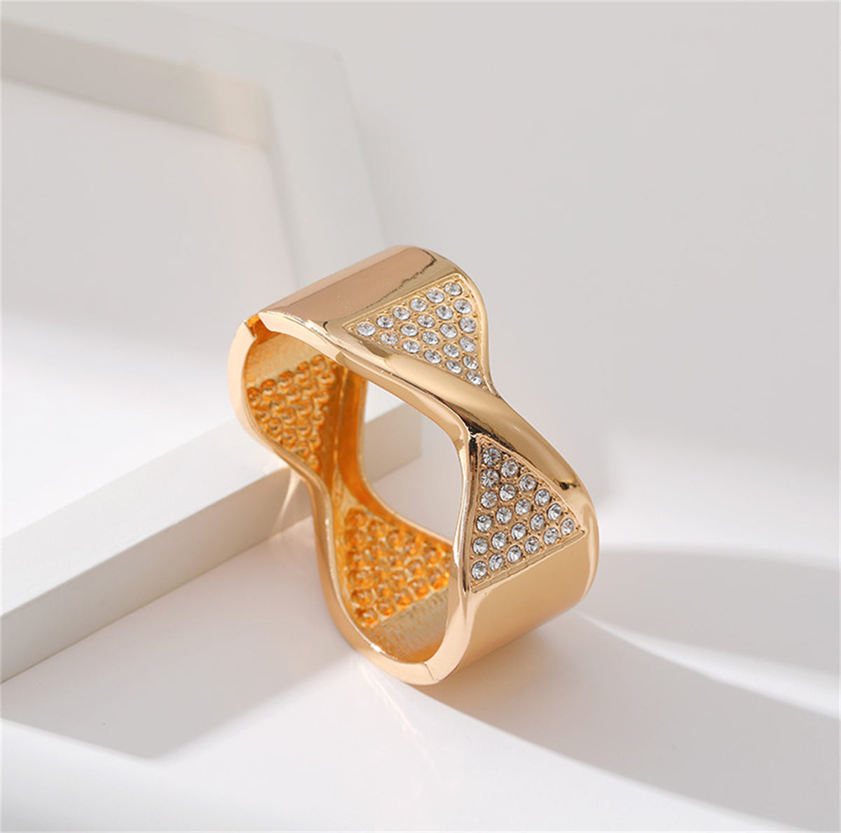 Cubic Zirconia & 18K Gold-Plated Twisted Bangle