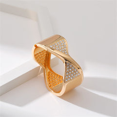 Cubic Zirconia & 18K Gold-Plated Twisted Bangle