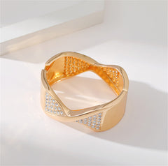 Cubic Zirconia & 18K Gold-Plated Twisted Bangle