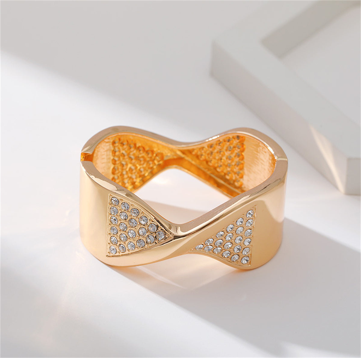 Cubic Zirconia & 18K Gold-Plated Twisted Bangle