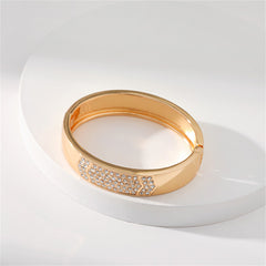 Cubic Zirconia & 18K Gold-Plated Arrow Bangle