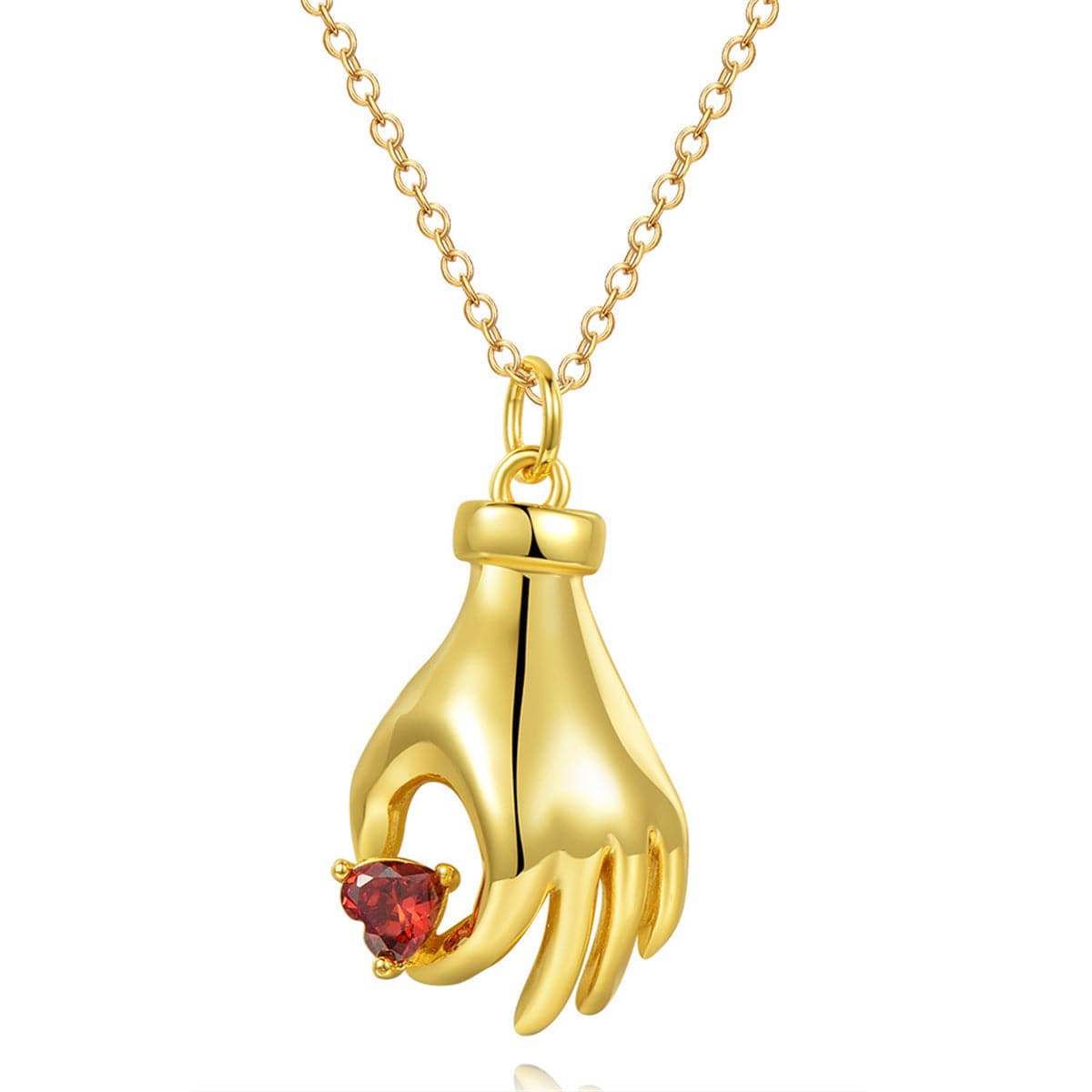 Red Crystal & 18K Gold-Plated Heart Palm Pendant Necklace