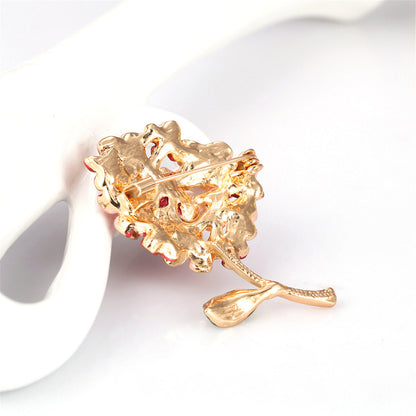 Cubic Zirconia and Enamel 18K Gold-Plated Flower Bouquet Brooch, gold brooch pin, elegant gift for her, lifestyle look